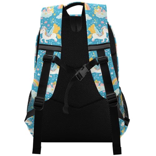 KLL Cartoon Blue Unicorns Designed backpack for kids travel with chest strap bookbag for student mochilas para ni?as de 12 a?os2