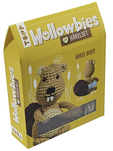 Wollowbies Häkelset Biber: Anleitung und Material für einen Biber zum Selber-Häkeln. Mit Holzknopf und Stofflabels zum Individualisieren. Fertiges Modell ca. 14 cm Cover