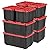 IRIS USA 12 Gallon (4 Pack) + 27 Gallon (4Pack) Heavy Duty Storage Bins with Lids, Snap On Lid Stackable Industrial Totes, Rugged Tubs, Garage Organization, Reusable - Total 8 Units - Black/Red