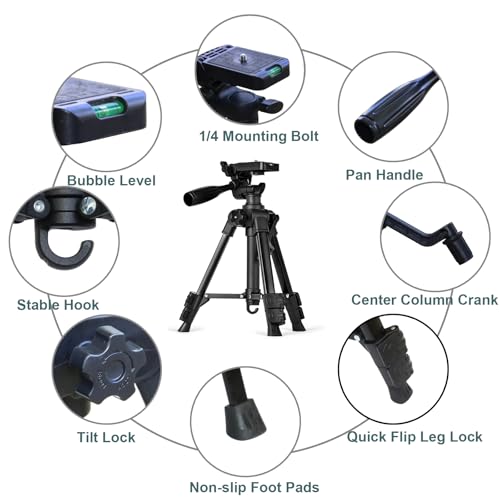 Mini Tripod for Projector, 25" Small Tripod for Camera, DSLR, Laser Level -Lightweight Aluminum, Portable Adjustable, 360 Rotation,Carry Bag & Phone Holder