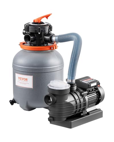 VEVOR Sand Filter Pump for Above Ground Pool, 12 in, 2650 GPH, 1/3 HP Swimming Pool Sand Filter Pump System, Krystal Clear with 6-Way Multi-Port Valve & Strainer Basket, Easy Installation for Pools
