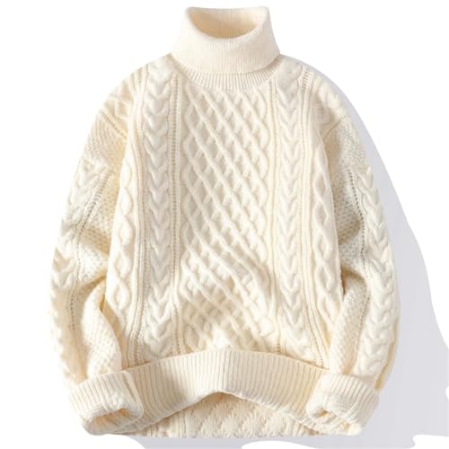 Men's High Neck Thickened Warm Sweater/Winter Solid Fit Straight Tube Twist Knit Pullover 6