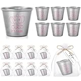Nuogo 50 Sets Elephant Baby Shower Party Favors for Guest Stainless Steel Shot Glasses with Thank You Tag Organza Bag Thank You Baby Shower Gifts for Baby Boy Girl Gender Reveal Party Supplies (Girl)