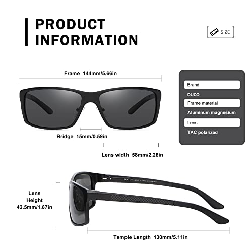 Image of DUCO Sunglasses Men Polarized Sports Sunglasses for Driving Golfing Fishing Shades UV400 Protection 8202