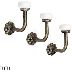 Perchero Ceramica Baño Perchas Pared Cerámica Vintage, PARFCO 3 Piezas Percheros Pared Color Bronce, Colgadores de Ropa de Baño Material de Aleación de Zinc para Colgar Ropa, Sombreros