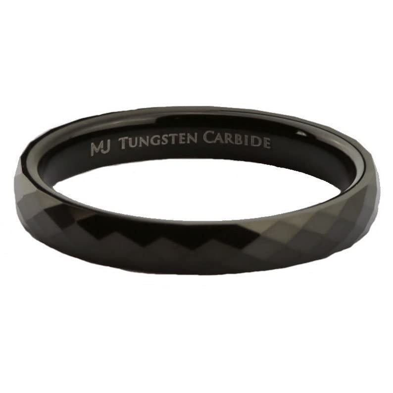 Tungsten Carbide Faceted Honeycomb Wedding Band Plated in Gold, Rose Gold or Black Ring3