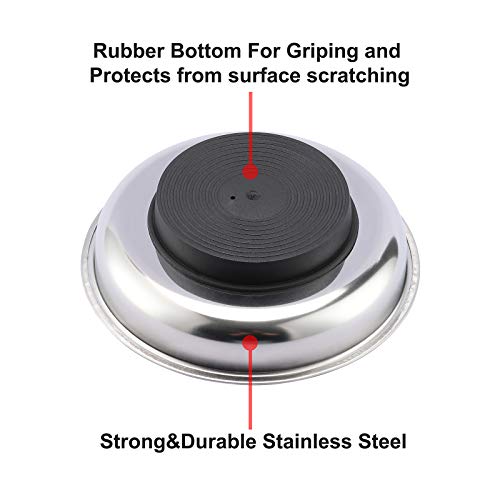 CASOMAN 3-Piece Round Magnetic Trays Set, 3 4 6, Stainless Steel Magnetic Parts Tray Set, Magnetic Tray Holder, For Socket Screw, Nuts, Bolts, Metal Parts, Strong and Durable.