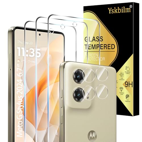 (3+2 Pack) Designed for Motorola Moto G Stylus 5G 2024 Tempered Glass Screen Protector + Camera Lens Protector [3D Touch][Bubble-Free][Anti-Scratch] Screen Protector Glass For Motorola G Stylus 2024