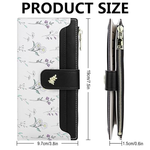 Wallet Women Slim Wallets for Women with RFID Cute Thin Black Women's Wallet Kawaii Flower Womens Ladies Card Holder Wallets4