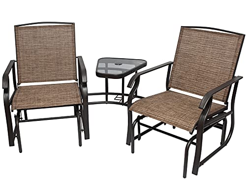2 Person Outdoor Glider Chair - Sling Fabric with Table and 1.65