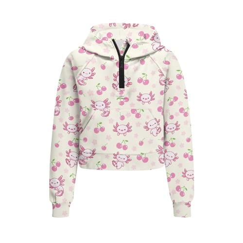 Girls Sweatshirts Half Zip Collar Sweatshirts Long Sleeve Pullover Top with Pocket4