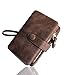 AOXONEL Women's Small Bifold Leather wallet Rfid blocking Ladies Wristlet with Card holder id window Coin Purse (Brown)