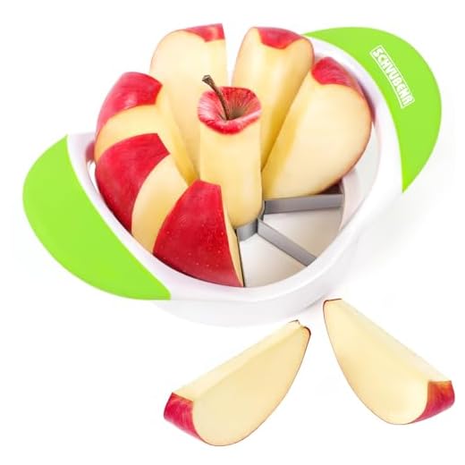 SCHVUBENR 3.5 Inch Apple Slicer - Professional Apple Cutter - Stainless Steel Apple Corer - Super Sharp Apple Slicer and Corer - Apple Corer Tool with 8 Sharp Blades(Green)