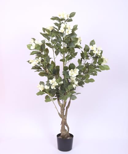 Image of Artificial White Bougainvillea Plant With Pot - 4.2 Feet | Realistic Plant - Trees - Flowers | Indoor Tropical | Home - Shop - Office | Gifting - Decor - Ambience - Durable | No Maintenance