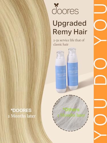 Image of DOORES Weft Extensions Sew in Hair Extensions Real Human Hair, Dirty Blonde Highlighted Golden Blonde 24 Inch 120g, Weft Extensions Long Straight Hair