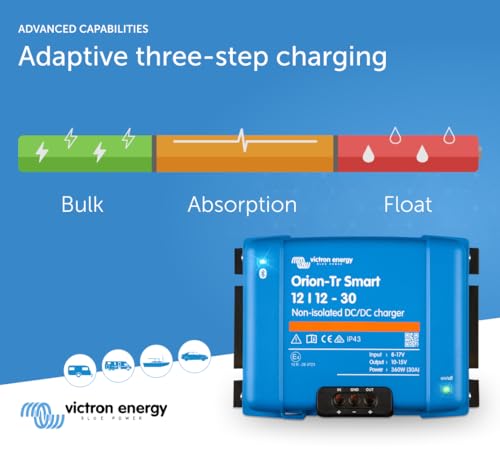 Victron Energy Orion-Tr Smart DC to DC Charger (Bluetooth) - 12/12-Volt 30 amp 360-Watt - Battery Charger for Dual Battery Systems - Non-Isolated