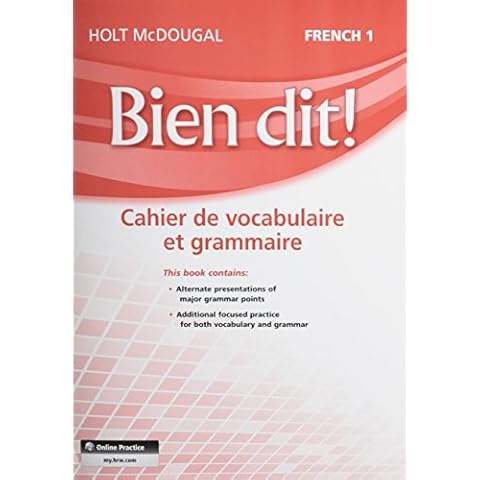 Bien Dit!: Vocabulary and Grammar Workbook Student Edition Level 1a/1b/1 (French Edition) Cover