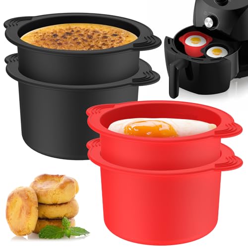 FALESOUL 4pcs Silicone Egg Mold for Air Fryer, 3.9x2.6in Non Stick Silicone Ramekins for Air Fryer, Air Fryer Poached Egg Cups Poached Egg Maker, Air Fryer Accessories for Baking Cooking Breakfast