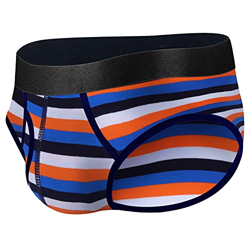 Conkend Mens Underwear Briefs Cotton Briefs For Mens Soft Breathable Comfortable U Pouch Briefs With Fly Stripe 4 Pack M #TOP5
