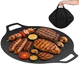 NIMBLOOM Korean Grill Pan with Bag, 13.2 in Round Non-Stick Iron Grill Plate, Portable Indoor...