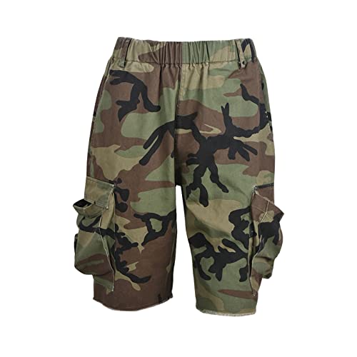 Botillosh Women's Camo Shorts Elastic Waist Casual Loose Fit