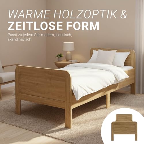 Homestyle4u Komfortbett Bett Senioren Seniorenbett 90x200 Komforthöhe Natur Holz erhöhter Einstieg extra hoch