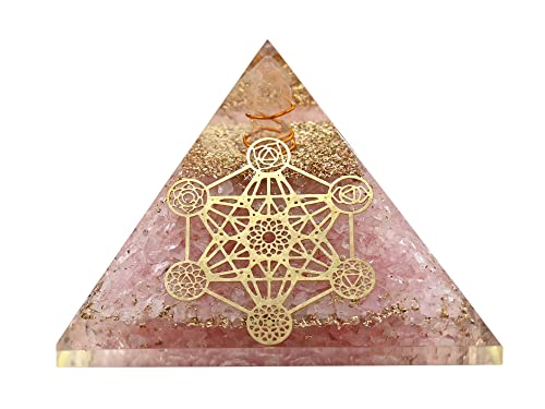 Pirámide de orgón grande | Cristal pirámide de cuarzo rosa | Pirámide de orgonita de chakra metatrón | Pirámides de órgano curación de energía positiva Cover