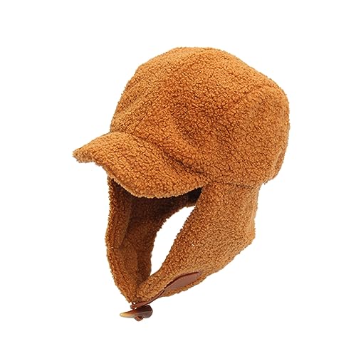 AOKWAWALIY Cashmere Beanie Hat for Women Warm Ear Protection Peak Cap Earmuff Windproof Outdoor Hat for Cold Weather Coffee