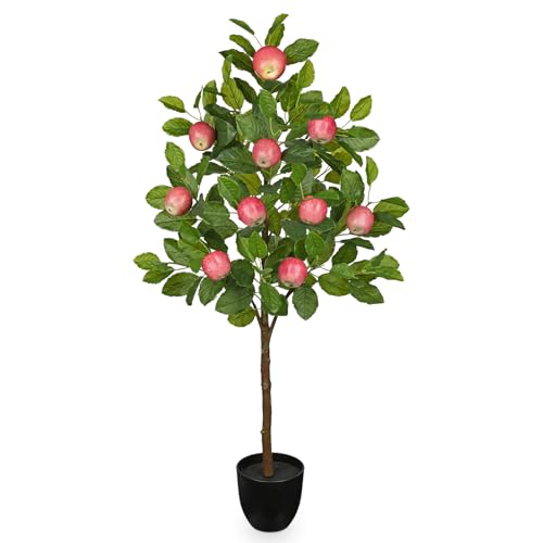 Artificial Apple Tree 3ft Fake Apple Fruits Plant in Pot Large Fake Floor Plants Faux Trees Indoor Apple Decorations for Home Living Room Office