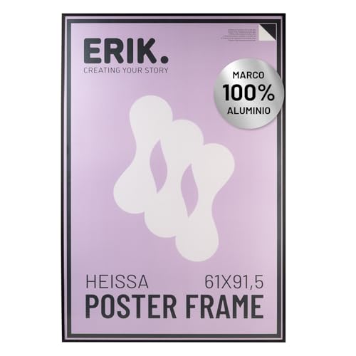 Grupo Erik Marco poster 61 x 91 5 cm negro - Marco aluminio negro | Marcos para cuadros - Decoracion hogar Apto posters de pared, laminas decorativas… (Accesorios de montaje incluidos)