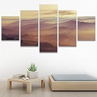 SIGNWIN 5 Panel Canvas Wall Art Orange Sunset for Home Decorations Ready to Hang - 60