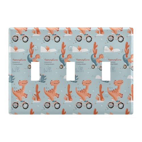 Light Switch Cover Cute Dinosaur Dino Wall Plates for Electrical Outlets 3 Gang 202b5773