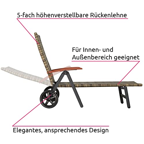 TecTake 800722 Sedia a Sdraio con Rotelle, Rattan