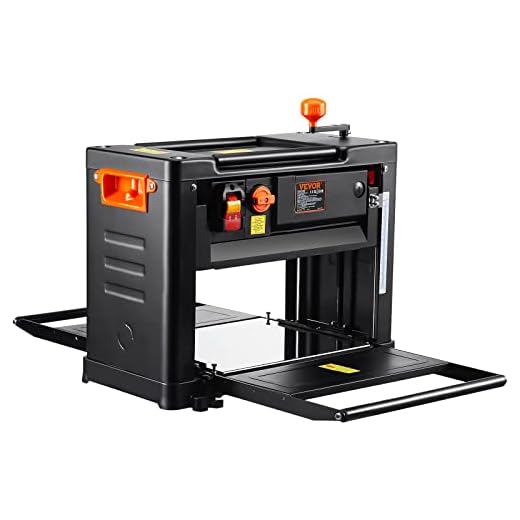 VEVOR Power Benchtop Planers, Three-Blade, Two Speed, 13" Width Worktable Thickness Planer with Extended Infeeding Table, Low Noise for both hard & soft wood material removal