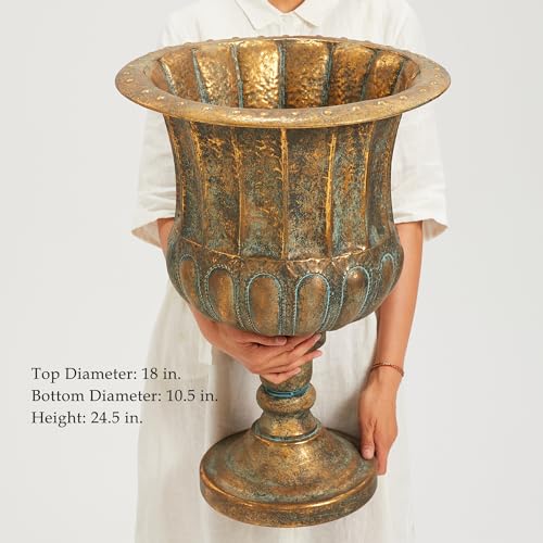 Worth-Garden-245-H-Metal-Urn-Planters-2-Pack-Bronze-Classic-Antique-Iron-Plant-Pots-Large-Decorative-Rustic-Flower-Pots-for-Outdoor-Use-Traditional-Urn-Planter-for-Garden-Patio-Front-Porch Worth Garden 245 H Metal Urn Planters 2 Pack Bronze Classic Antique Iron Plant Pots Large Decorative Rustic Flower Pots for Outdoor Use Traditional Urn Planter for Garden Patio Front Porch