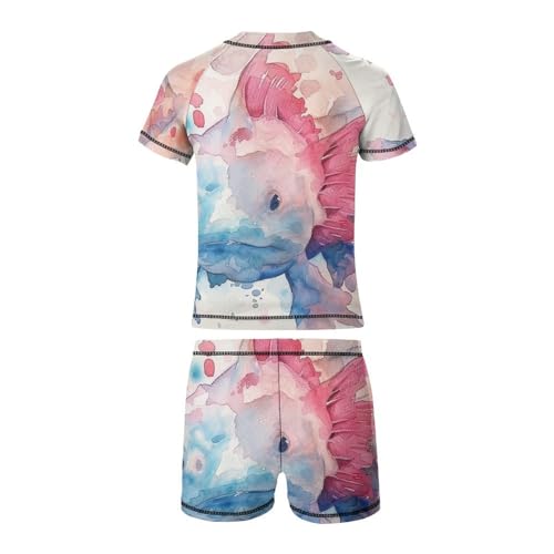 Watercolor Pink AxolotlChildren's Casual Swimsuit Set - Simple and Versatile6-7Y（110cm）3