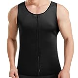Uomo Senza Maniche Casual Sport Tinta unita Gilet Forma Serbatoio Shaper Collant Abbigliamento Sportivo Solido Usura Corpo Maschio Top Cerniera Gilet Uomo Shapewear Compressione Undershirt Alto, Nero