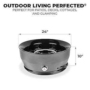 Outland living large outdoor propane gas fire pit for outside 60000 btuh 24 inch with lid modern lake country 800 fire bowl firepit for patio grey  urban country home decor