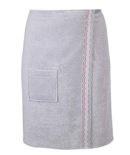 Betz Serviette à Sauna pour Homme, 100% Coton, paréo, Fermeture à Scratch, Poche, Couleur: Vert, Beige, crème, Gris Couleur Gris