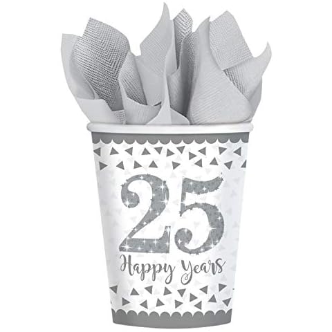 25th Sparkling Silver Anniversary Paper Cups Cover