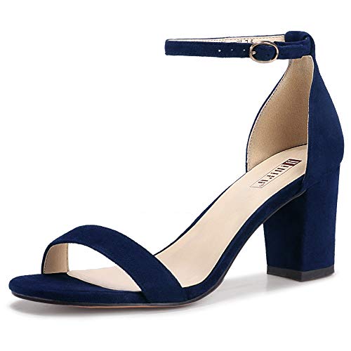 IDIFU Cookie-MI Block Heels 3 Inch Sandals Chunky Open Toe Heel Wedding Homecoming Dress Shoes For Women Brides Ladies (Blue Suede, 9.5 B(M) US) IDIFU Cookie-MI Block Heels 3 Inch Sandals Chunky Open Toe Heel Wedding Homecoming Dress Shoes For Women Brides Ladies (Blue Suede, 9.5 B(M) US)