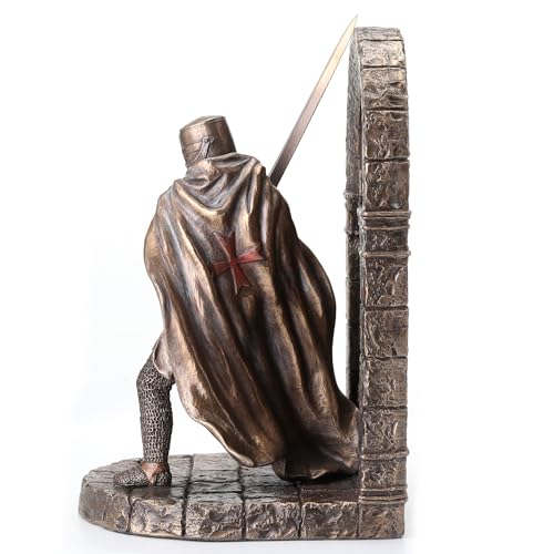 Veronese Design WU76972A4 7 5/8 Inch Maltese Crusader Armored Knight Guarding Door Decorative Bookend Cold Cast Resin Bronze Finish Sculpture Statue thumb #2