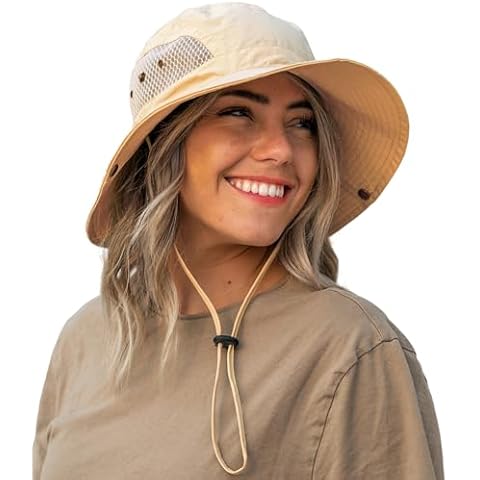 GearTOP Fishing Hats for Men and Women Sun Protection, Camping Hat Bucket Hat with Strings (Khaki) Cover