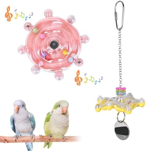 afunnykaggles Colorful Bird Toys Wheel,for Parakeets,Conures,African Grey Parrots and Other Birds, Bird Cage Accessories for Gnawing and Relieve Boredom (2pcs)