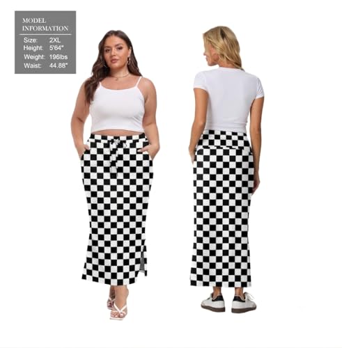 Image of Lepunuo Women's High Waisted Sweat Maxi Skirt with Pockets Slit | Ultra Soft Sweat Fabric, High Waist Drawstring, Deep Phone Pockets, Side Slit for Movement, Ideal for Lounge Travel