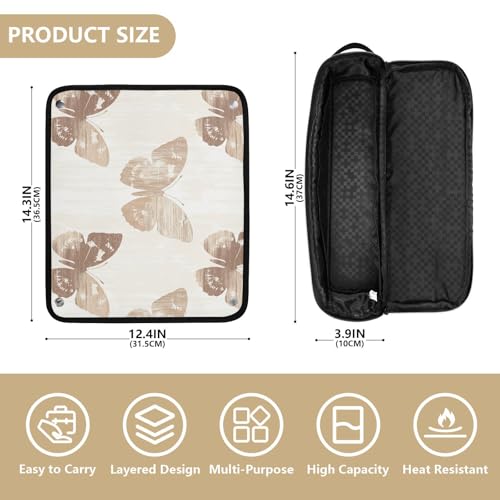 Bolso de viaje Butterfly Wood Brown para plancha de pelo, rizador, secador y accesorios de cabello, resistente al calor con bolsillos interiores miniatura 4
