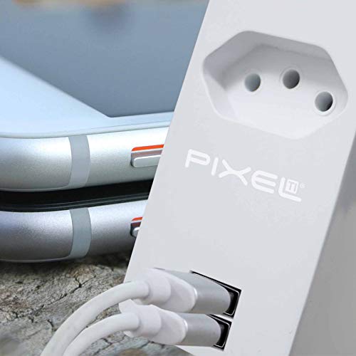 Fonte USB com duas portas e tomada - Pixel TI - A062USB