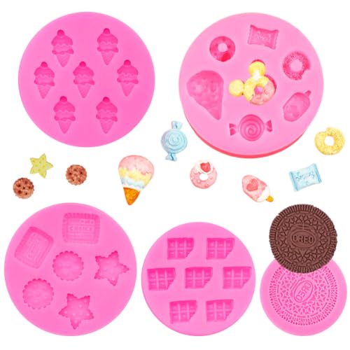 5 stampi per dessert fondente – rosa biscotti e gelati dessert muffin silicone per cioccolato, caramelle, stampo 3D per decorare torte, strumenti fai da te in silicone