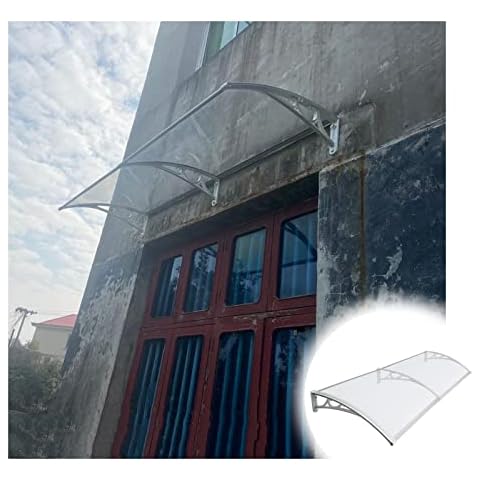 HAOJING Door Window Awning Canopy Porch Shelter, Rain Snow Protection Transparent Polycarbonate Cover, UV Protection No Noise Sun Shetter For Patio Outdoor, Scalable Cover
