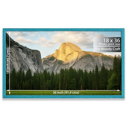 Image of 18x36 Photo Frame | Blue Frame For Wall Decor | Rustic Wall Frame | Wooden Photo Frames For Living Room | Smart Big Photo Frames For Wall | Ideal Wooden Engraved Photo Frame